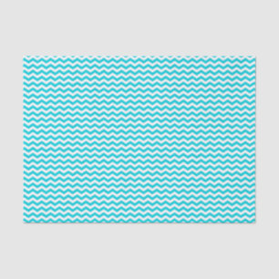 White and Aqua Zig Zag Pattern Tissue Paper