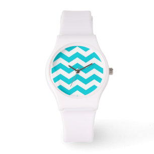 White and Aqua Zig Zag Pattern Watch