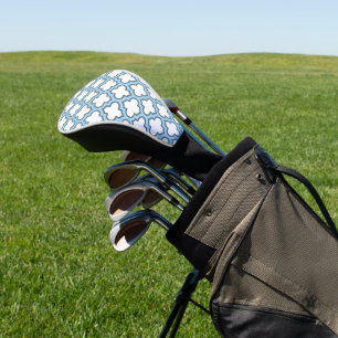 White and Baby Blue Trellis, Lattice, Quatrefoil Golf Head Cover