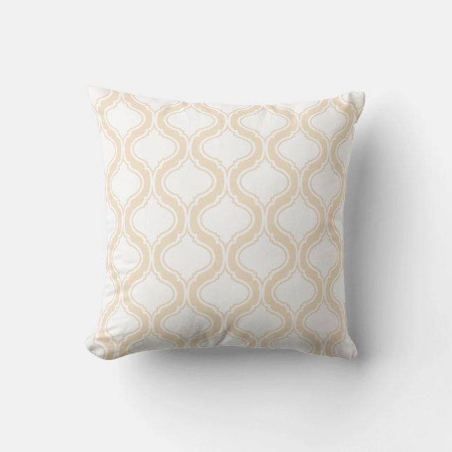 White And Beige Geometric Pattern Cushion (Front)