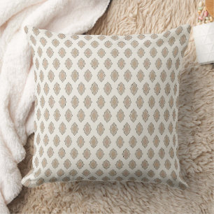 White and Beige Pattern Throw Pillow