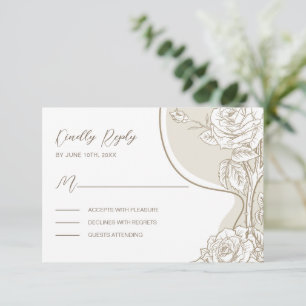 White and Beige Roses  Enclosure Card