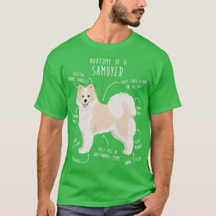 White and Biscuit Samoyed Dog Anatomy T-Shirt