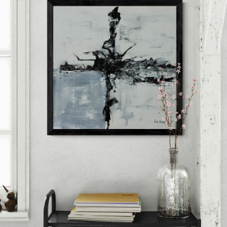 White And Black Abstract Artwork Photo Print