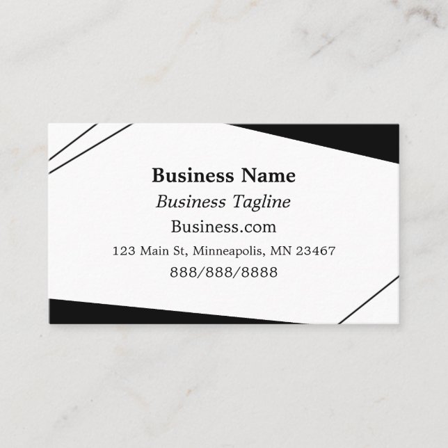 White and Black Abstract Business Card (Front)