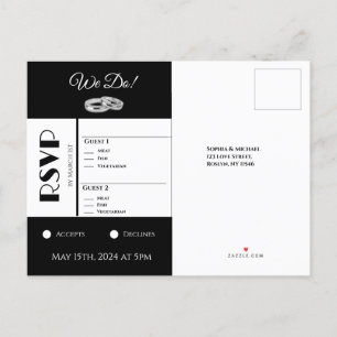 White and Black Affair-Wedding RSVP- Invitation Po Postcard