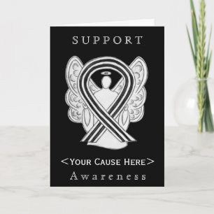 White and Black Awareness Ribbon Angel Custom Card
