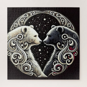 White and Black Bears in a Yin Yang Design Jigsaw Puzzle