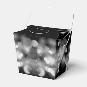 White and Black Bokeh Take Out Party Favour Box