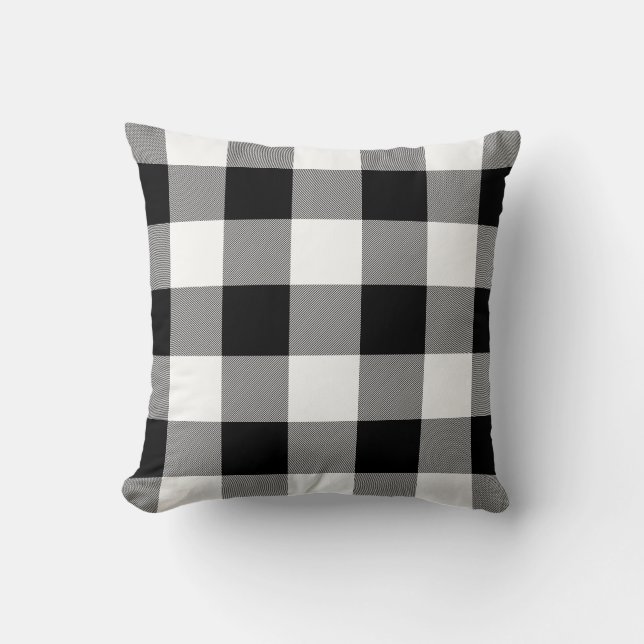 White and Black Buffalo Check Cushion (Front)