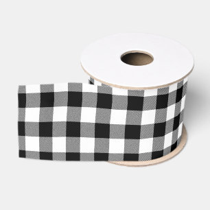 White and Black Buffalo Check Grosgrain Ribbon