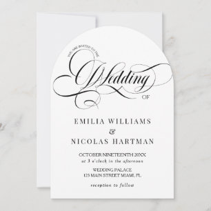 White and Black Calligraphy Wedding Invitation