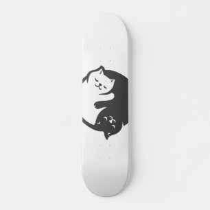 White and black cat Yin-Yang - Choose back color Skateboard