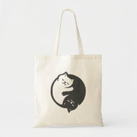 White and black cat Yin-Yang - Choose back colour