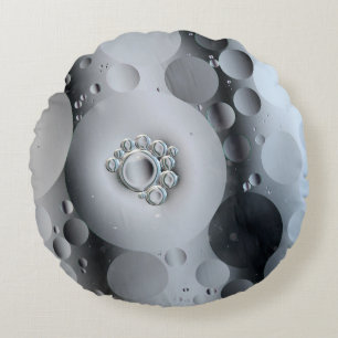 White and black ceramic plate round cushion