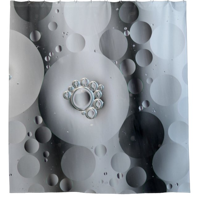 White and black ceramic plate shower curtain (Front)