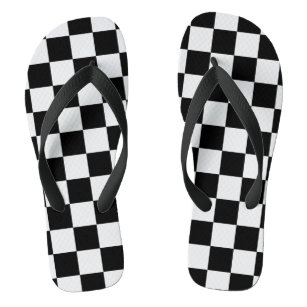 White and Black Chequered   DIY Background Colour Jandals