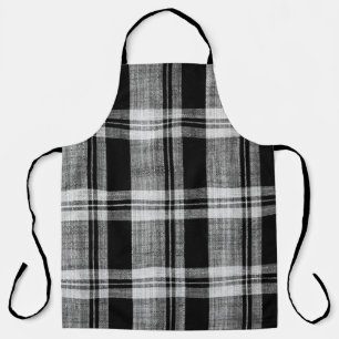 White and black chequered plaid fabric texture for apron