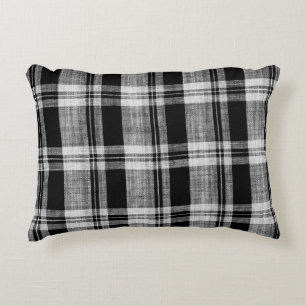 White and black chequered plaid fabric texture for decorative cushion