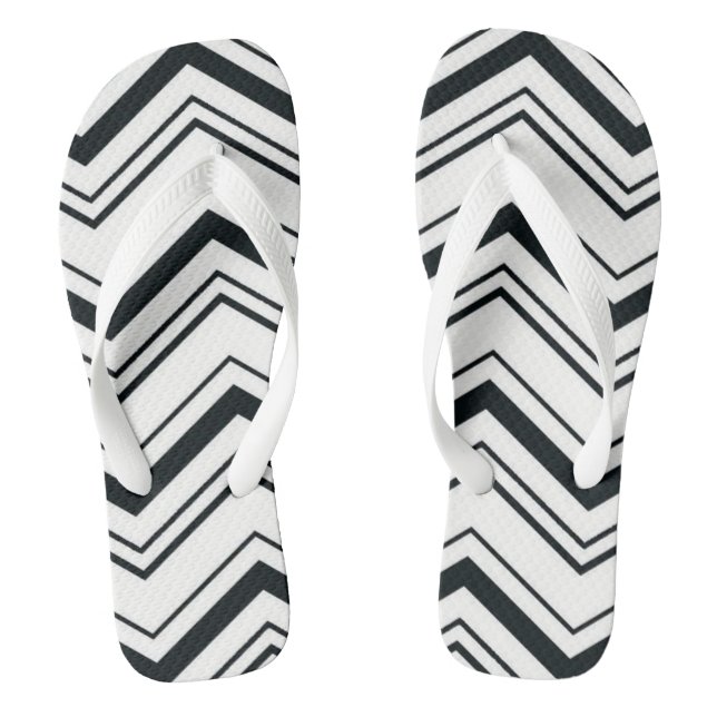 White and Black Chevron Jandals (Footbed)