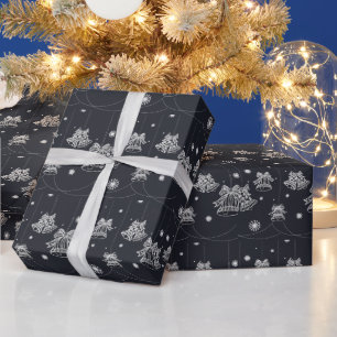 White and Black Christmas Ornaments Pattern Gift Wrapping Paper