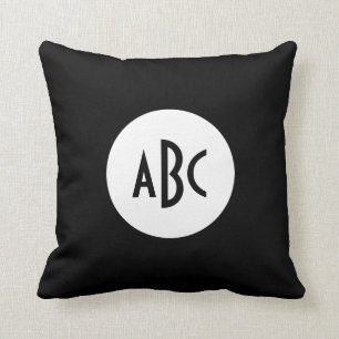 White and Black Circle Monogram Cushion