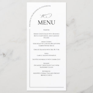 White and Black Classic Arch Wedding Welcome Sign Menu
