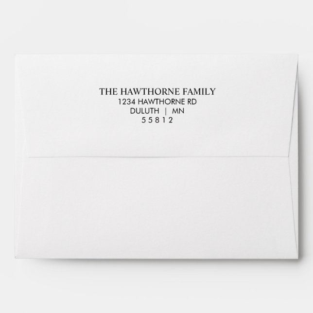 White and Black Classic Modern Minimalist Envelope (Back (Top Flap))