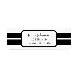 White and Black Classy  Return Address Sticker