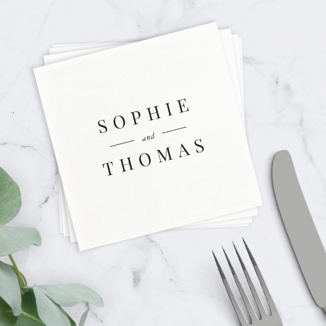 White and Black Colour Modern Classic Wedding Napkin (Creator Uploaded)