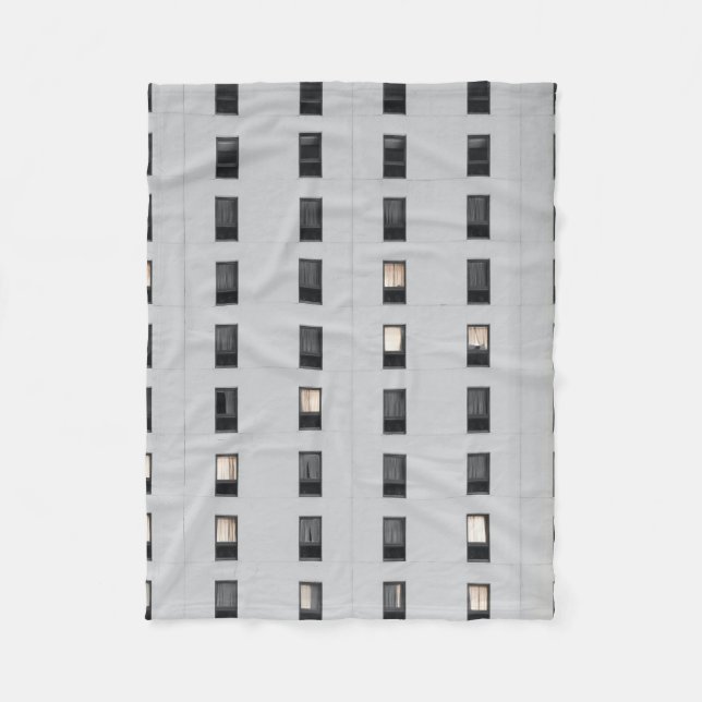 White and black concrete building fleece blanket (Front)