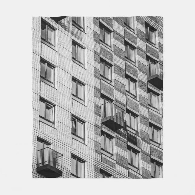 WHITE AND BLACK CONCRETE BUILDING FLEECE BLANKET (Front)