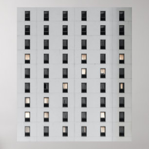 White and black concrete building poster