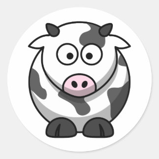 White and black cow classic round sticker