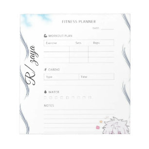 White and Black cute Fitness Planner Notepad