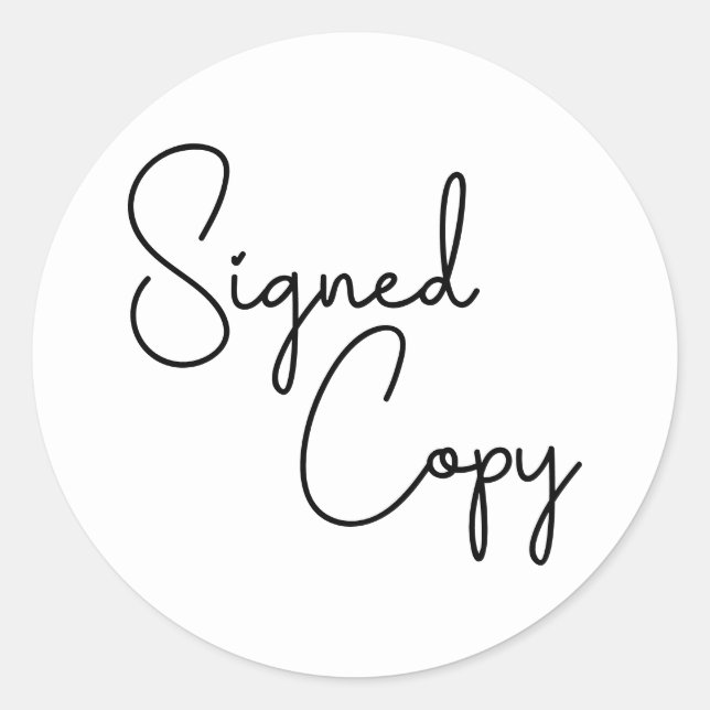 White and Black Cute Heart Signed Copy Classic Round Sticker (Front)