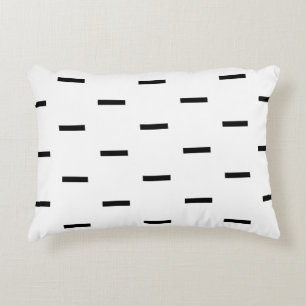 White and Black Dashes Decorative Cushion