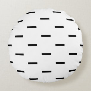 White and Black Dashes Round Cushion