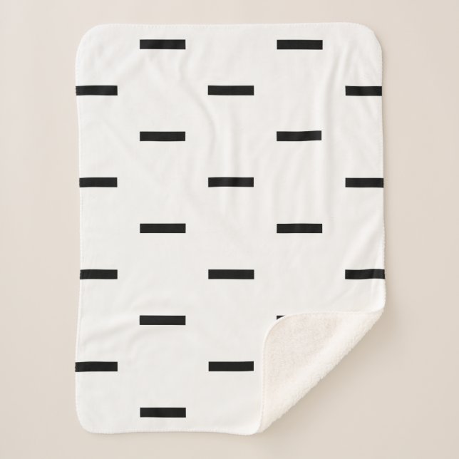 White and Black Dashes Sherpa Blanket (Front)