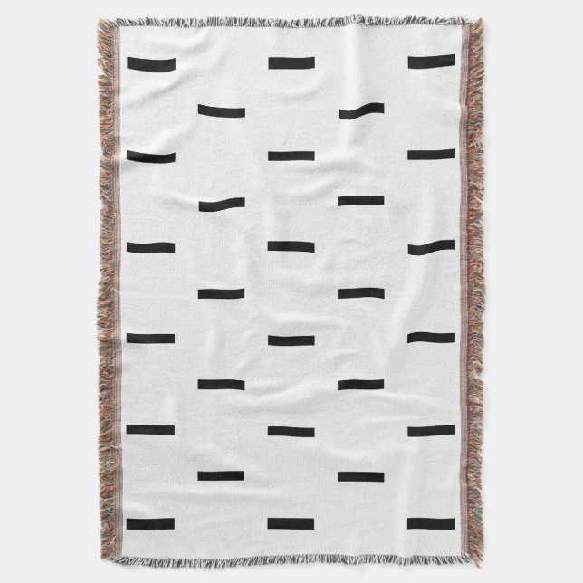 White and Black Dashes Throw Blanket (Front Vertical)