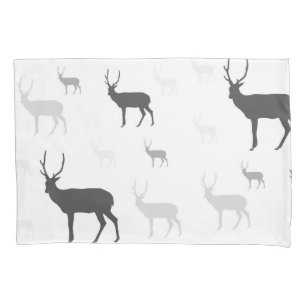 White and black deer silhouette throw pillow pillowcase