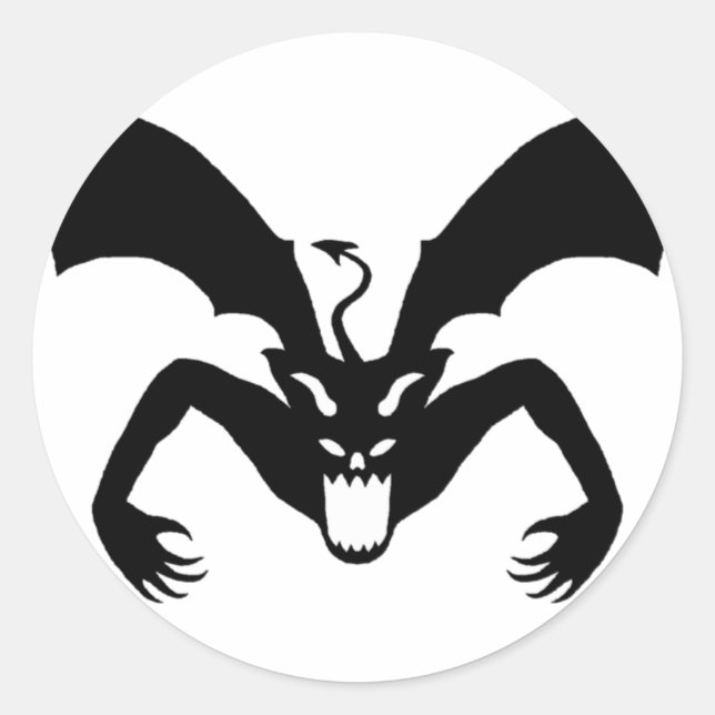 White And Black Devil Classic Round Sticker (Front)