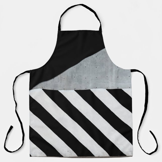 White and black diagonal striped paint on wall apron (Front)