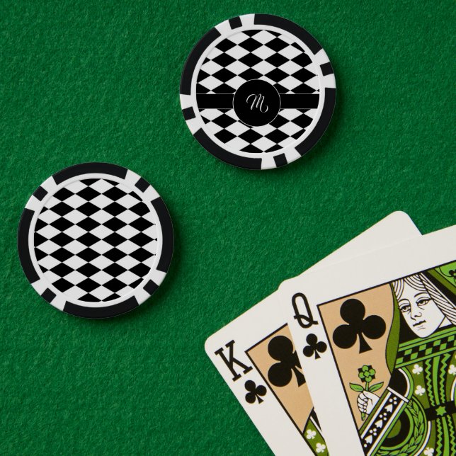White and black diamond pattern  poker chips (Poker Table (Double))
