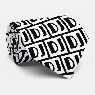 white and black DJ design Tie