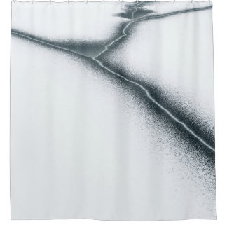 White and black drawing illustration shower curtain