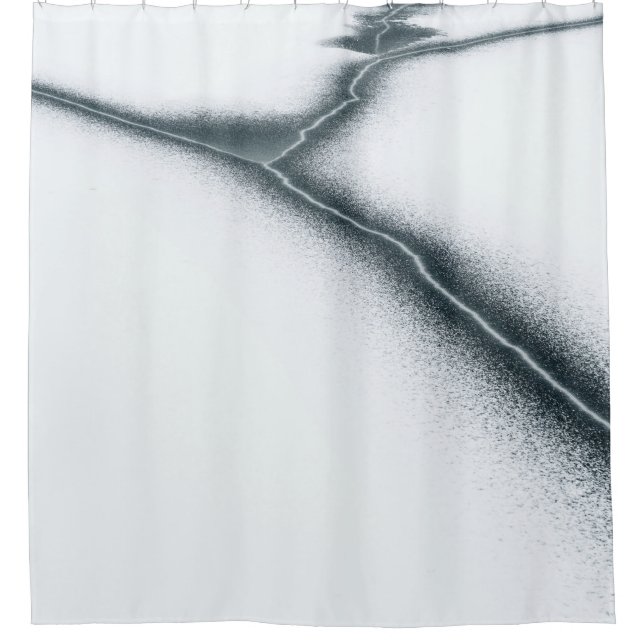 White and black drawing illustration shower curtain (Front)