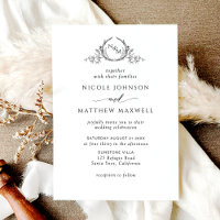 White and Black, Elegant Monogram Wedding