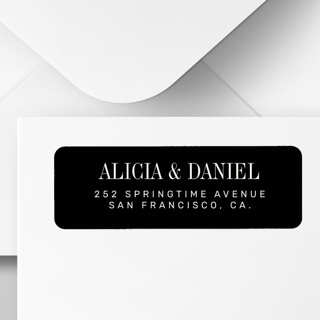White and black elegant wedding return address (Creator Uploaded)