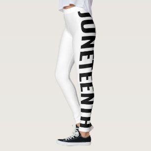 White and Black Freedom Day June 19 JUNETEENTH Leggings